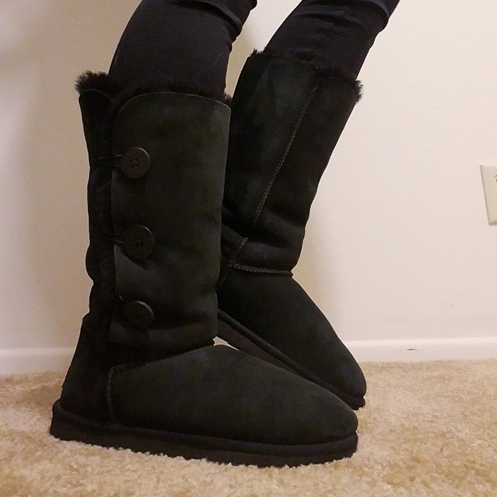 Tall Black Button-Up Ugg Boots Size 9